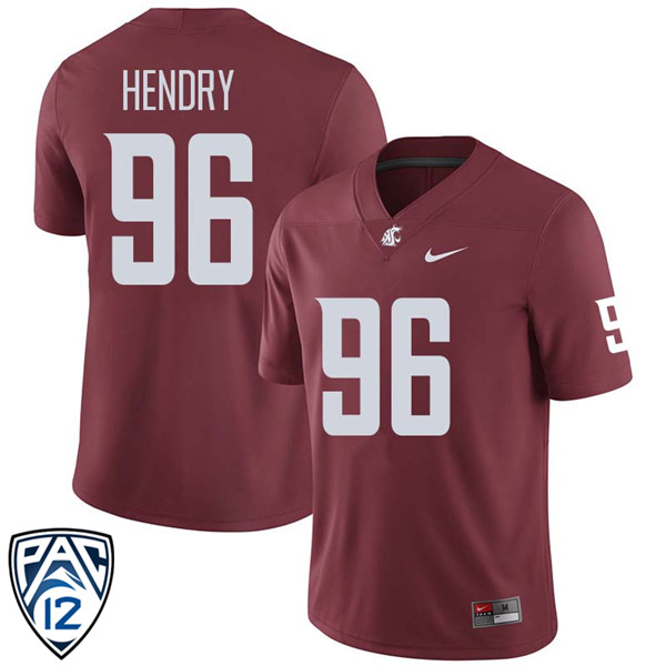Men #96 Preston Hendry Washington State Cougars College Football Jerseys Sale-Crimson